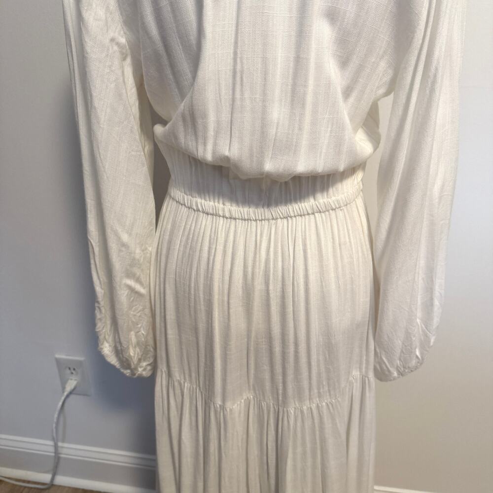 L*SPACE Hanna Balloon Long Sleeve Tiered Maxi Dress In Cream Size Large New - Picture 12 of 15